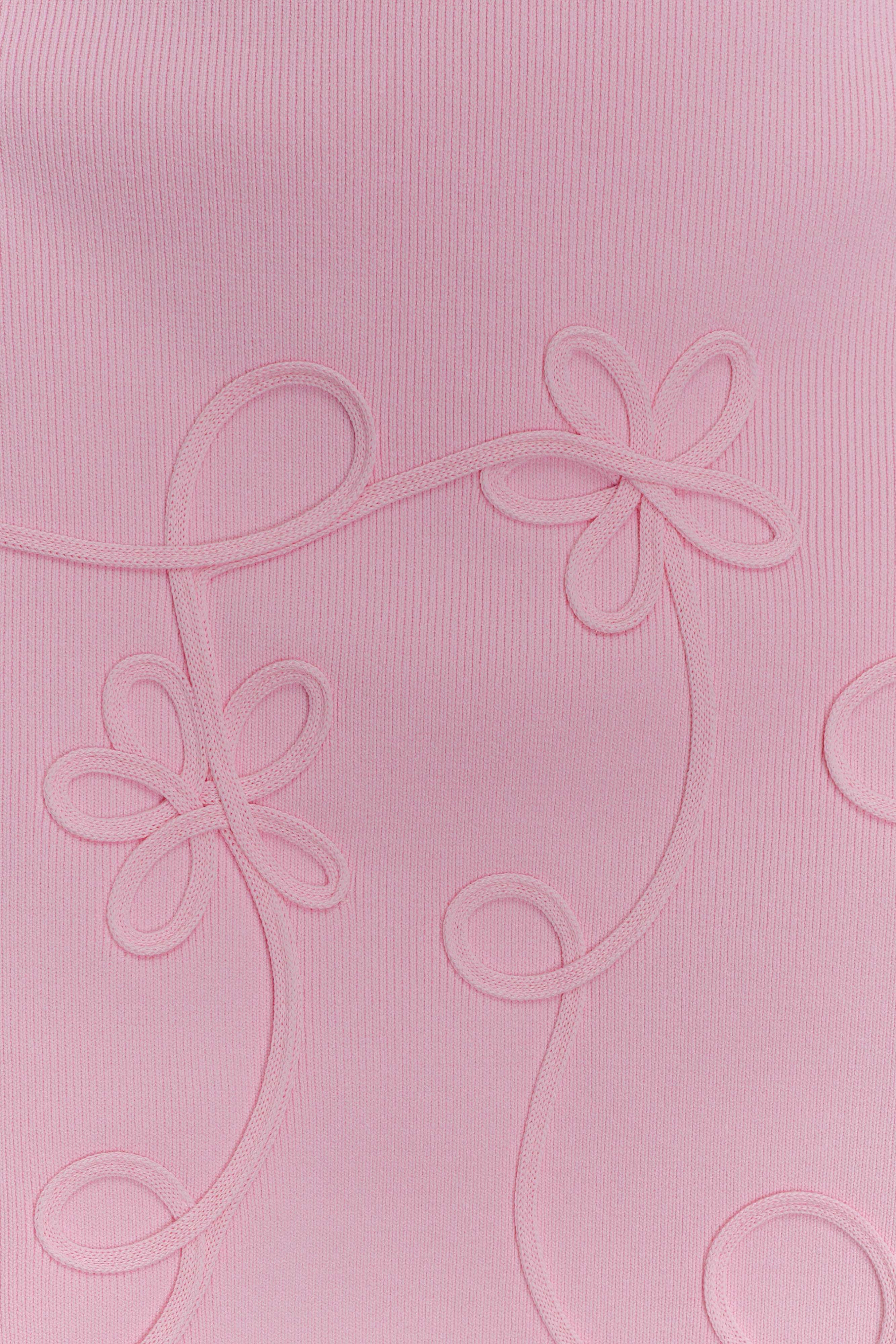 Brullo Embroidery Knit Mini Dress - Baby Pink