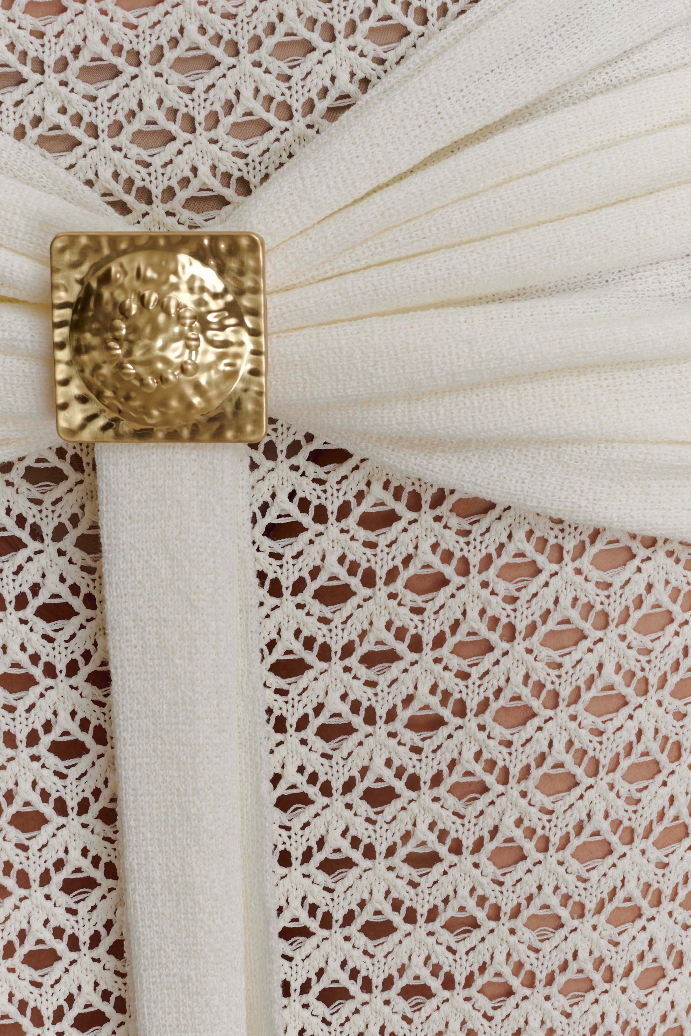 Mania Crochet Maxi Skirt With Hardware - Ivory